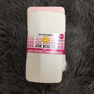 Joe Boxer | Girl's Texture & Opaque Tights | Size 10-14 | 2 Pair | White & Pink